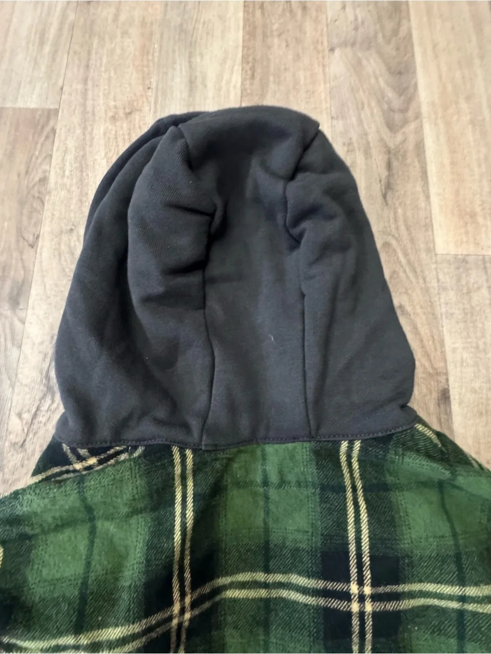 Zara Kids Hooded Plaid Flannel Shacket Green Black Button Front Shirt Sz 10